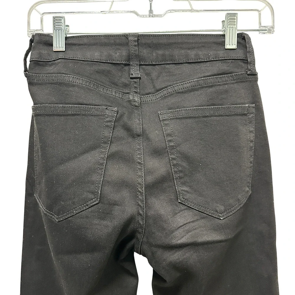 JBD Just Black Denim Flare Jeans Womens‎ 25 Black Raw Hem High Rise Stretch